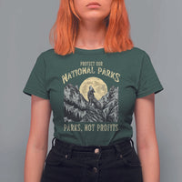 Protect Our National Parks T Shirt For Women Parks Not Profits Wolf Retro Graphic