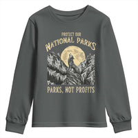 Protect Our National Parks Youth Sweatshirt Parks Not Profits Wolf Retro Graphic