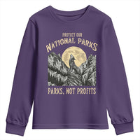Protect Our National Parks Youth Sweatshirt Parks Not Profits Wolf Retro Graphic