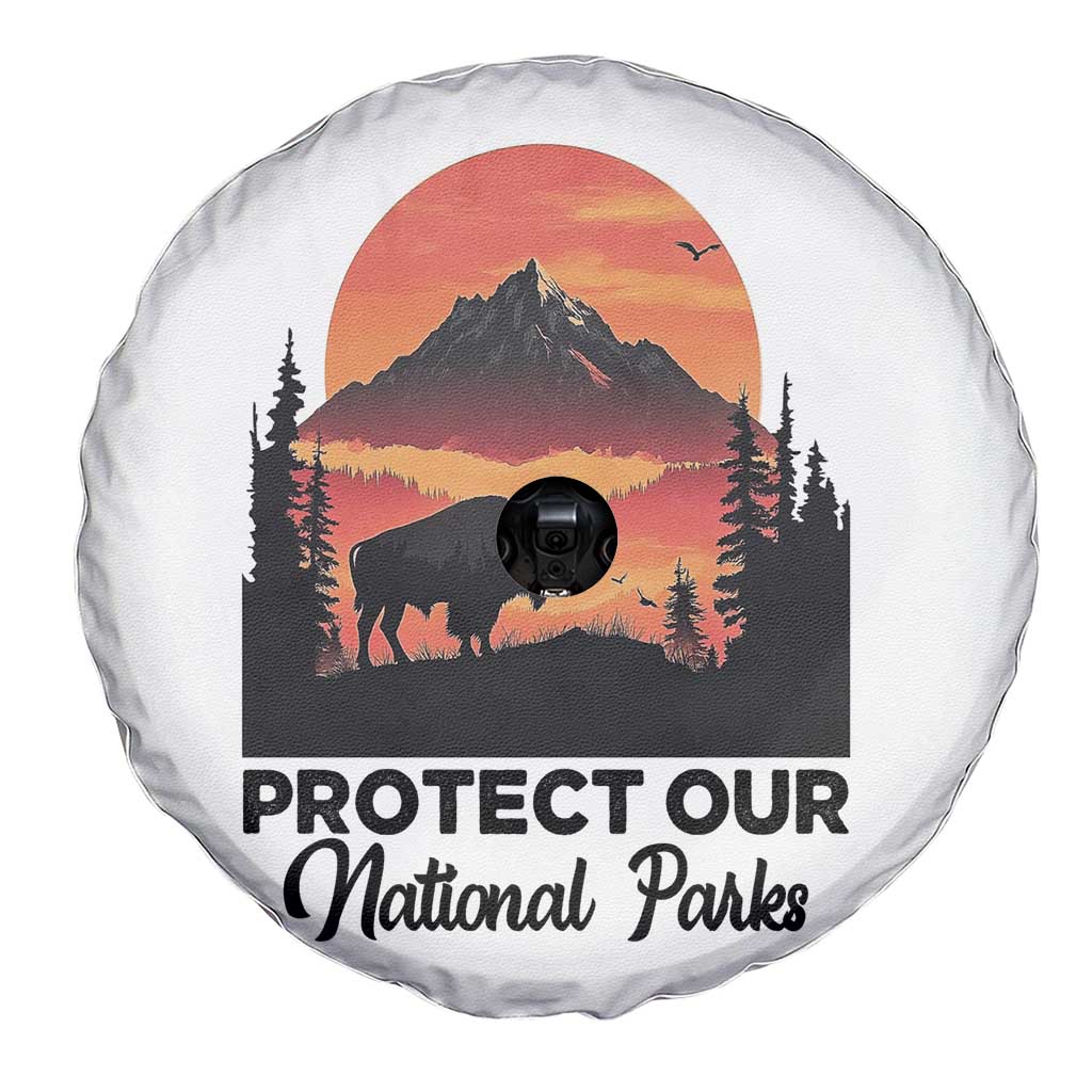 Protect Our National Parks Spare Tire Cover Bison Buffalo Vintage Graphic