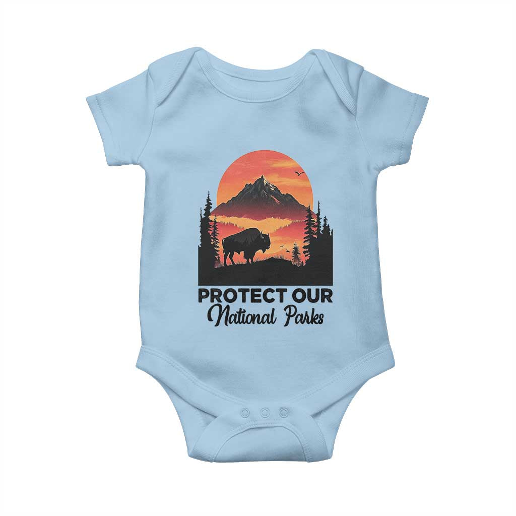Protect Our National Parks Baby Onesie Bison Buffalo Vintage Graphic
