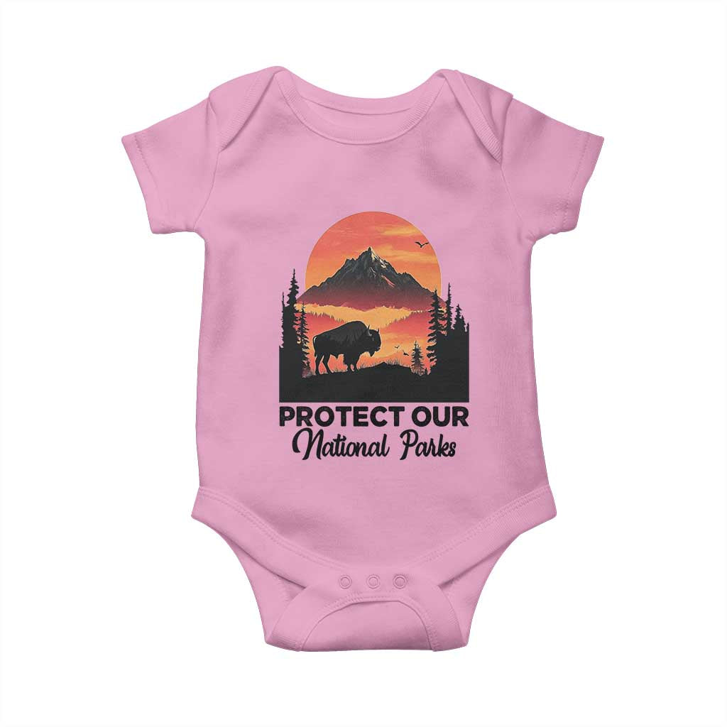 Protect Our National Parks Baby Onesie Bison Buffalo Vintage Graphic