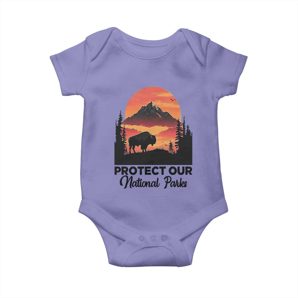 Protect Our National Parks Baby Onesie Bison Buffalo Vintage Graphic