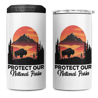 Protect Our National Parks 4 in 1 Can Cooler Tumbler Bison Buffalo Vintage Graphic