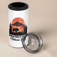 Protect Our National Parks 4 in 1 Can Cooler Tumbler Bison Buffalo Vintage Graphic