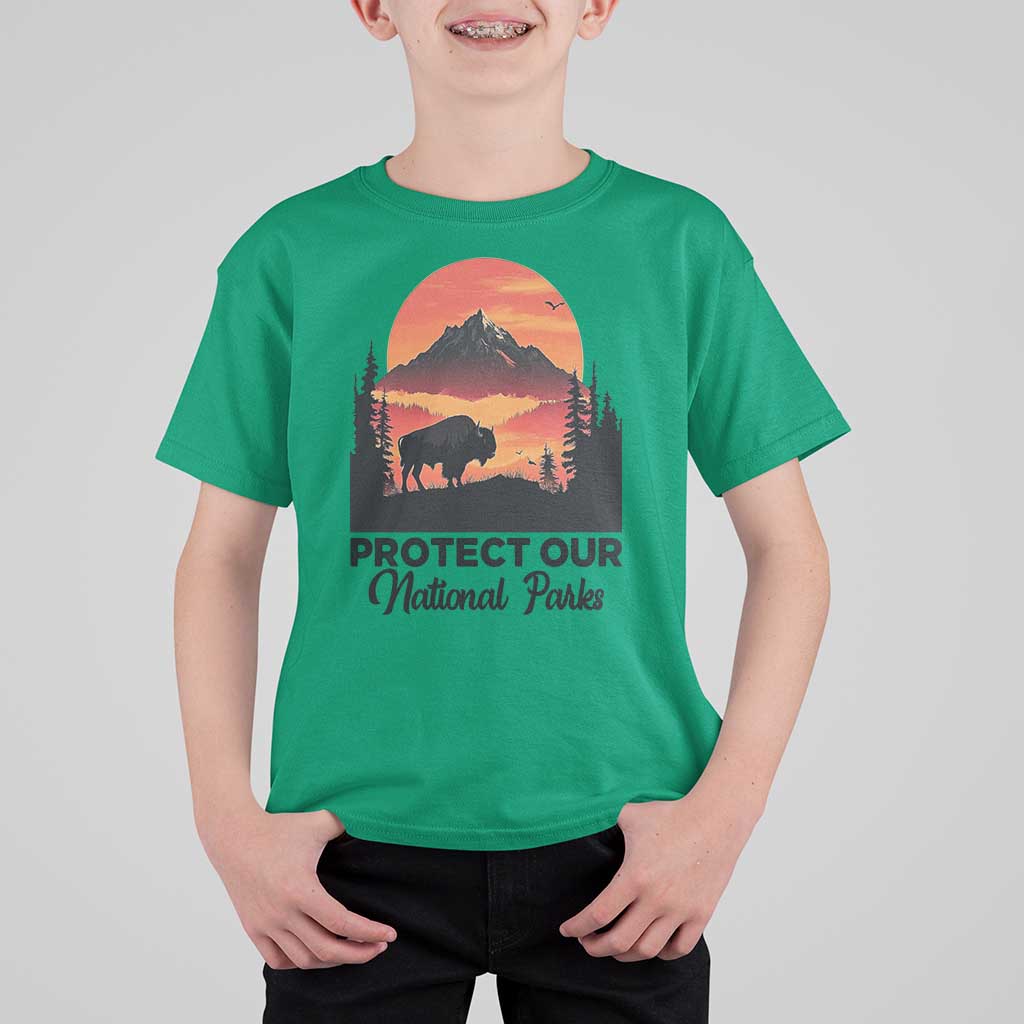 Protect Our National Parks T Shirt For Kid Bison Buffalo Vintage Graphic