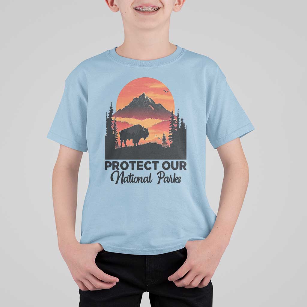 Protect Our National Parks T Shirt For Kid Bison Buffalo Vintage Graphic