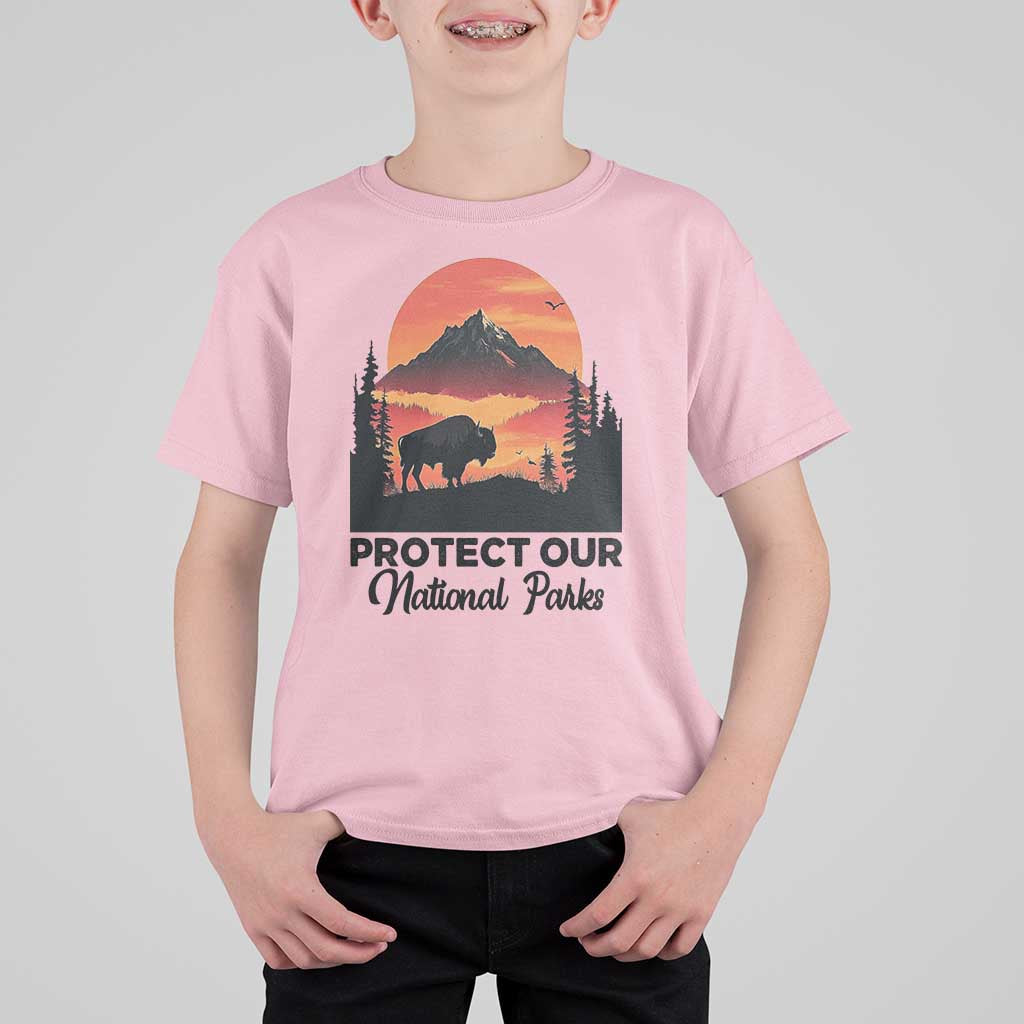 Protect Our National Parks T Shirt For Kid Bison Buffalo Vintage Graphic