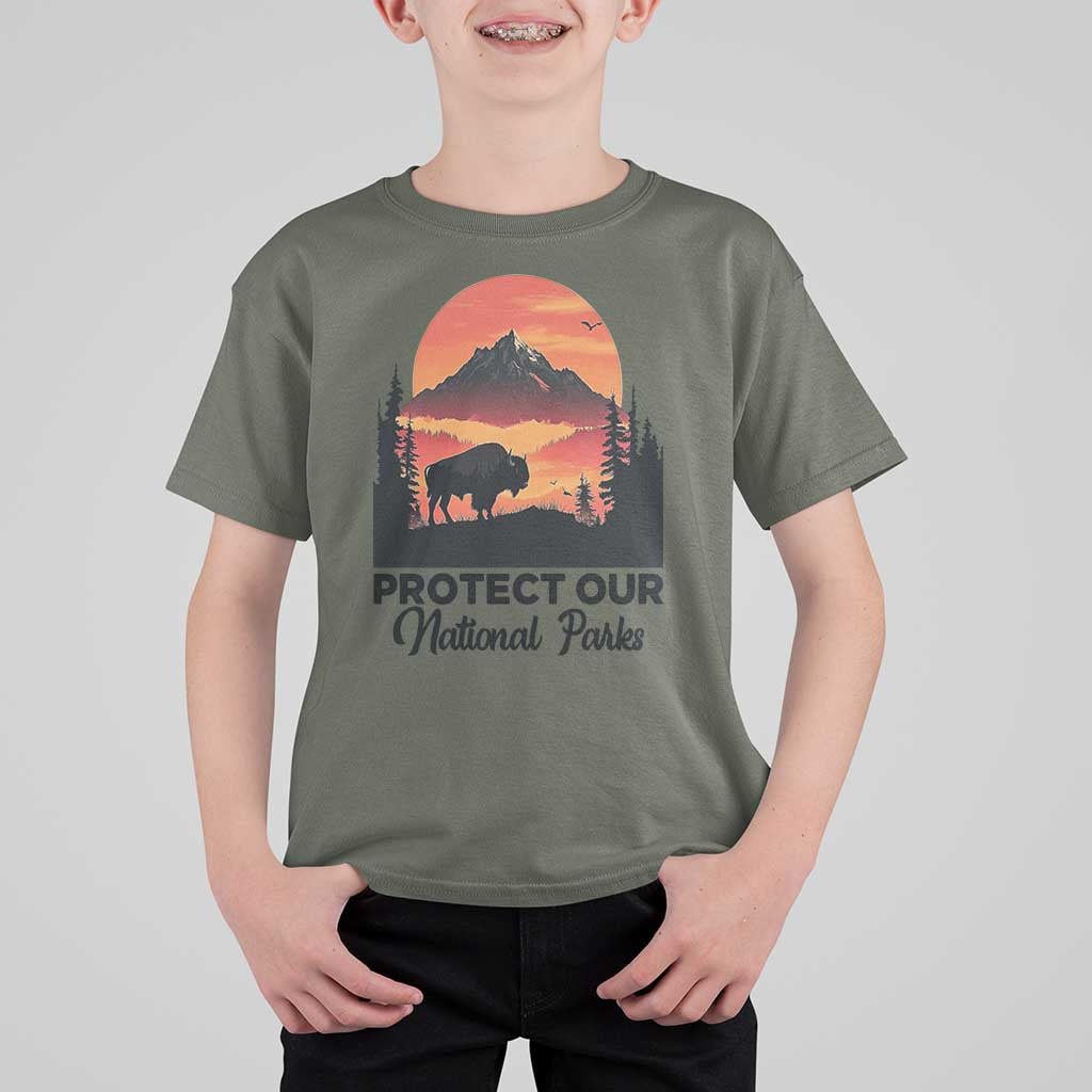 Protect Our National Parks T Shirt For Kid Bison Buffalo Vintage Graphic