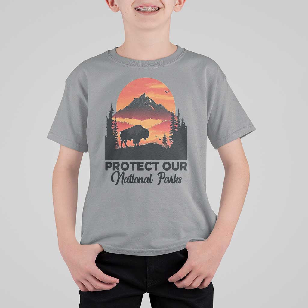Protect Our National Parks T Shirt For Kid Bison Buffalo Vintage Graphic