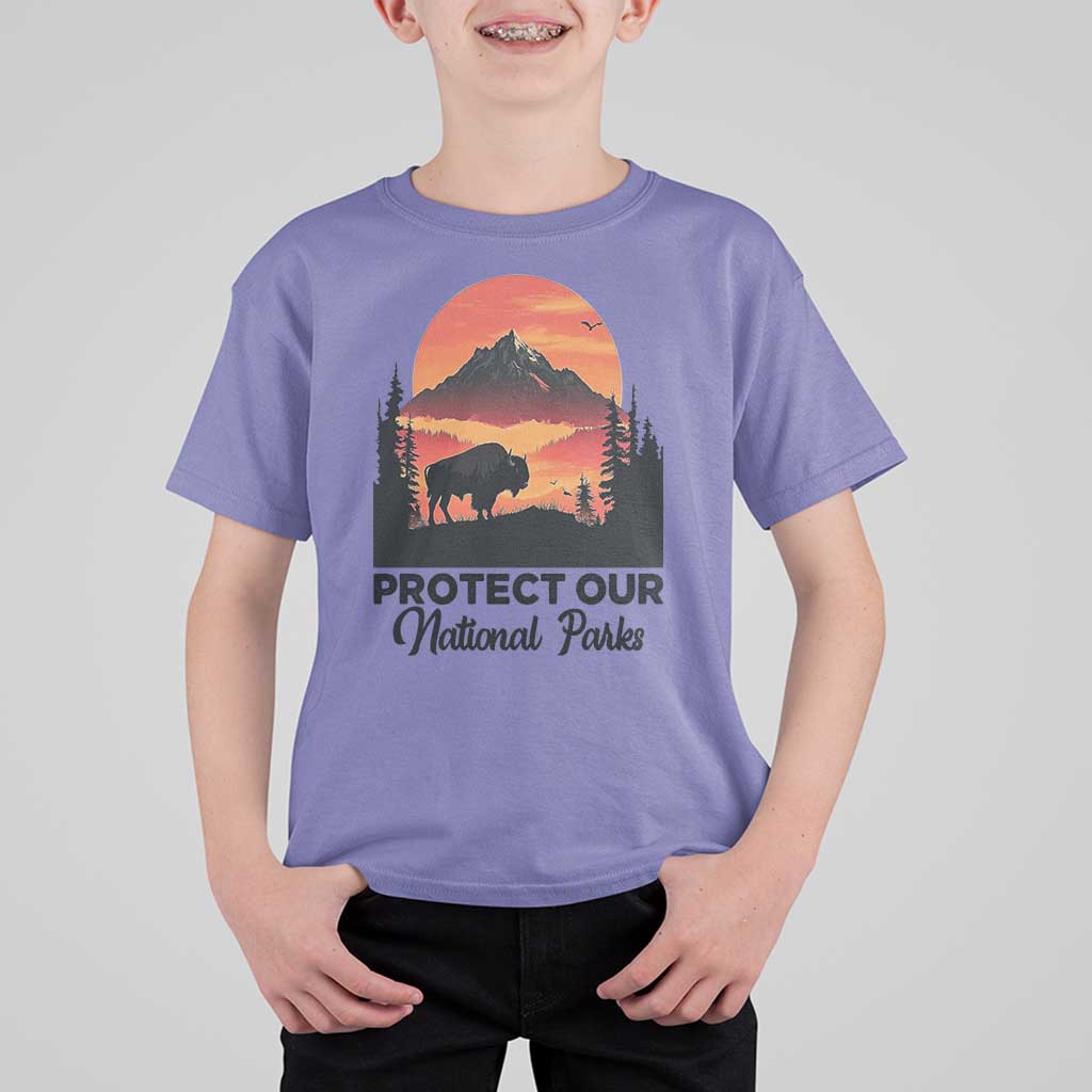 Protect Our National Parks T Shirt For Kid Bison Buffalo Vintage Graphic