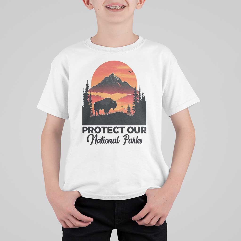 Protect Our National Parks T Shirt For Kid Bison Buffalo Vintage Graphic