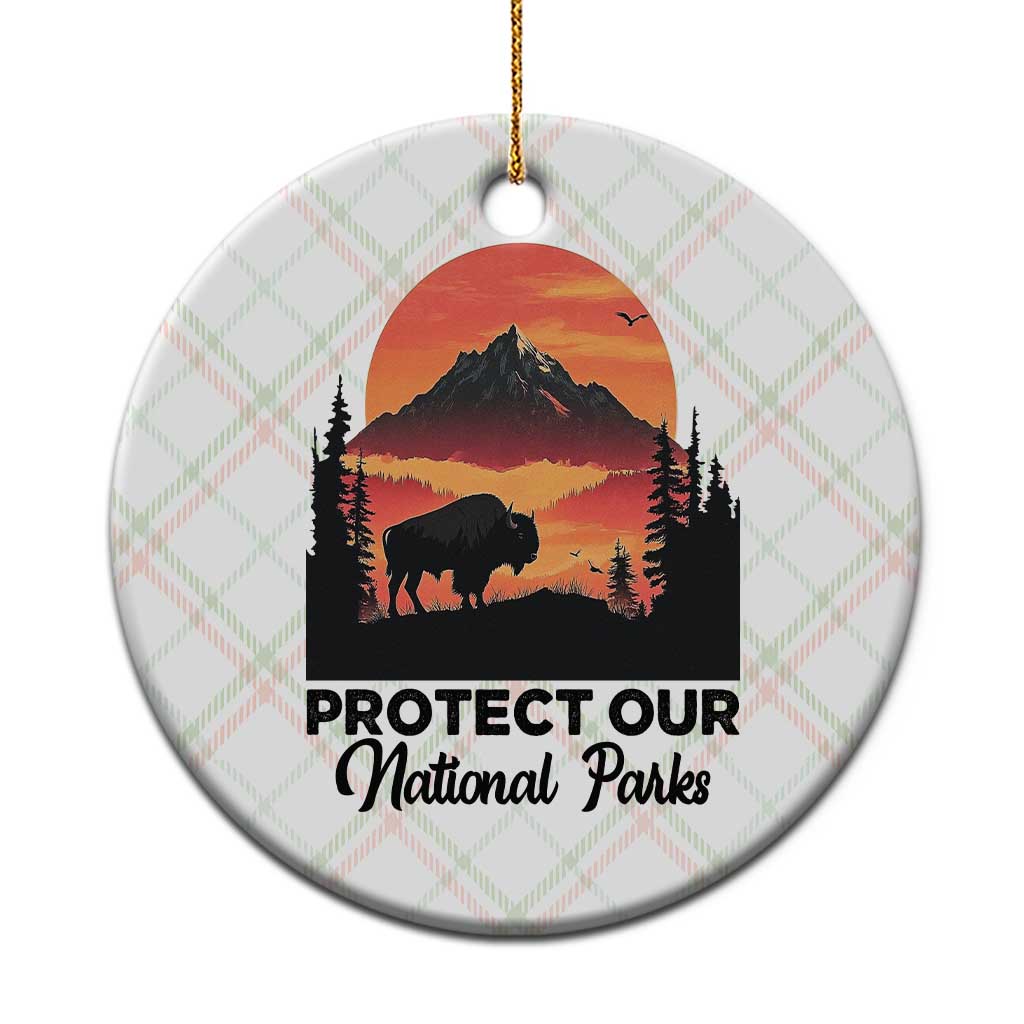 Protect Our National Parks Ceramic Ornament Bison Buffalo Vintage Graphic - Wonder Print Shop