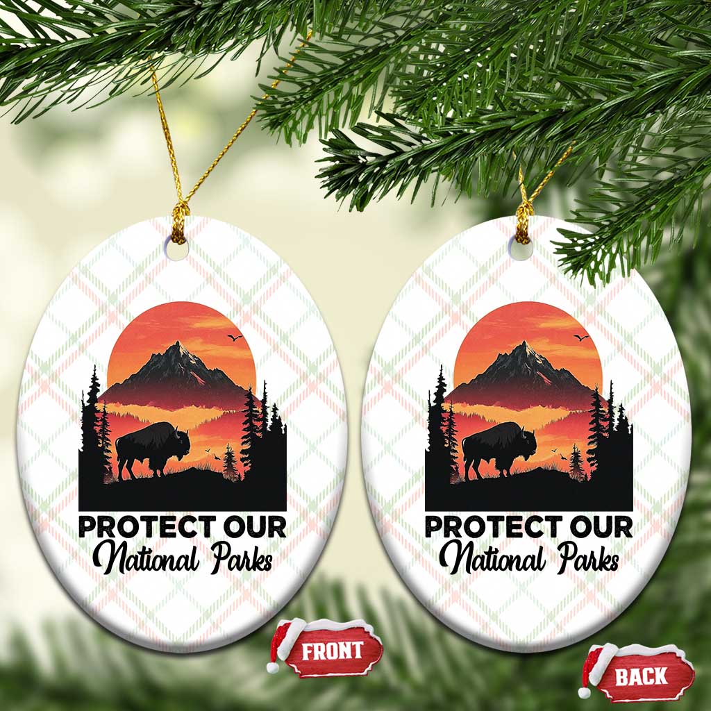 Protect Our National Parks Ceramic Ornament Bison Buffalo Vintage Graphic - Wonder Print Shop
