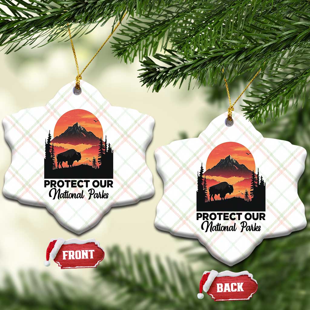 Protect Our National Parks Ceramic Ornament Bison Buffalo Vintage Graphic - Wonder Print Shop