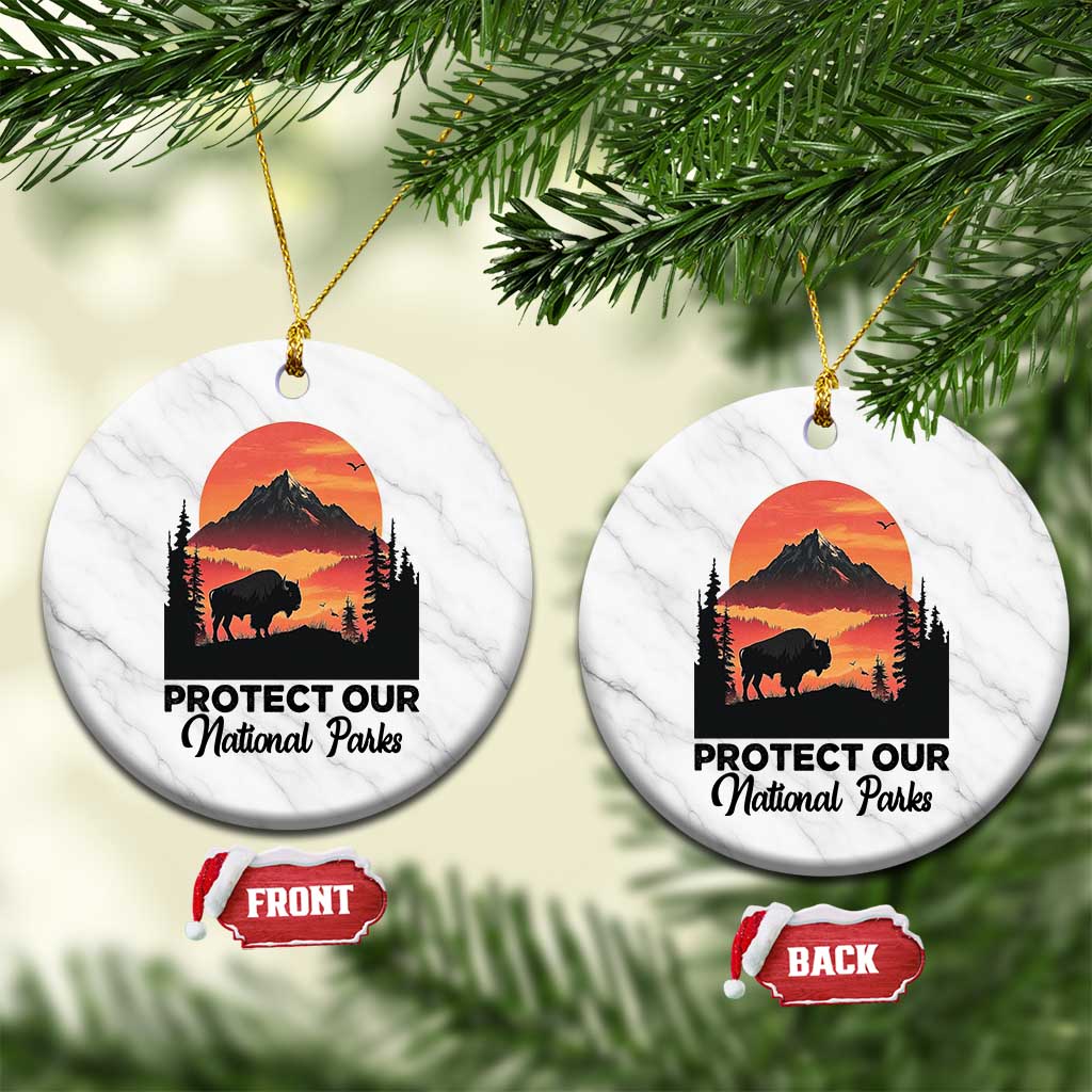 Protect Our National Parks Ceramic Ornament Bison Buffalo Vintage Graphic - Wonder Print Shop