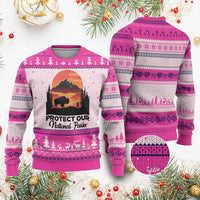 Protect Our National Parks Ugly Christmas Sweater Bison Buffalo Vintage Graphic - Wonder Print Shop
