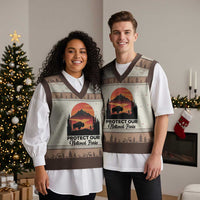 Protect Our National Parks V-Neck Knit Sweater Vest Bison Buffalo Vintage Graphic - Wonder Print Shop