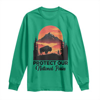 Protect Our National Parks Long Sleeve Shirt Bison Buffalo Vintage Graphic