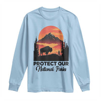 Protect Our National Parks Long Sleeve Shirt Bison Buffalo Vintage Graphic