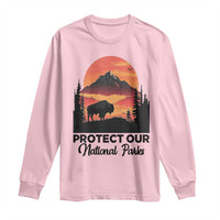 Protect Our National Parks Long Sleeve Shirt Bison Buffalo Vintage Graphic