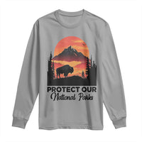 Protect Our National Parks Long Sleeve Shirt Bison Buffalo Vintage Graphic