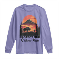 Protect Our National Parks Long Sleeve Shirt Bison Buffalo Vintage Graphic
