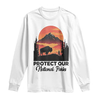 Protect Our National Parks Long Sleeve Shirt Bison Buffalo Vintage Graphic