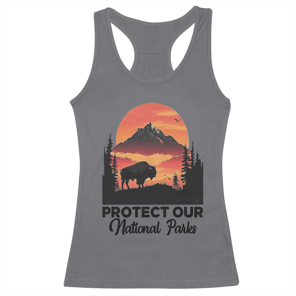 Protect Our National Parks Racerback Tank Top Bison Buffalo Vintage Graphic