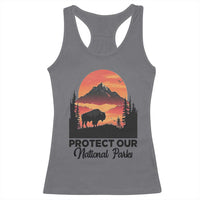 Protect Our National Parks Racerback Tank Top Bison Buffalo Vintage Graphic