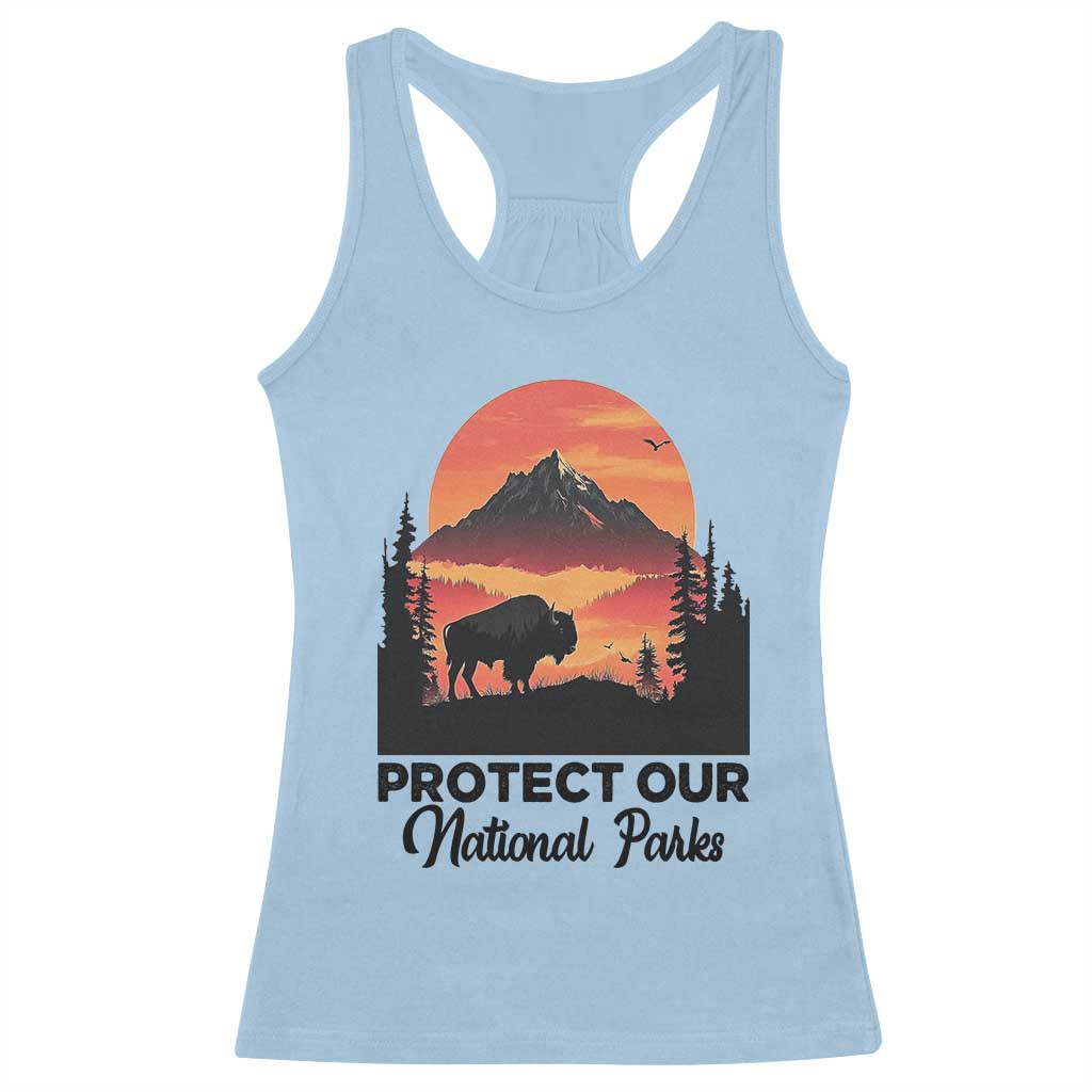 Protect Our National Parks Racerback Tank Top Bison Buffalo Vintage Graphic