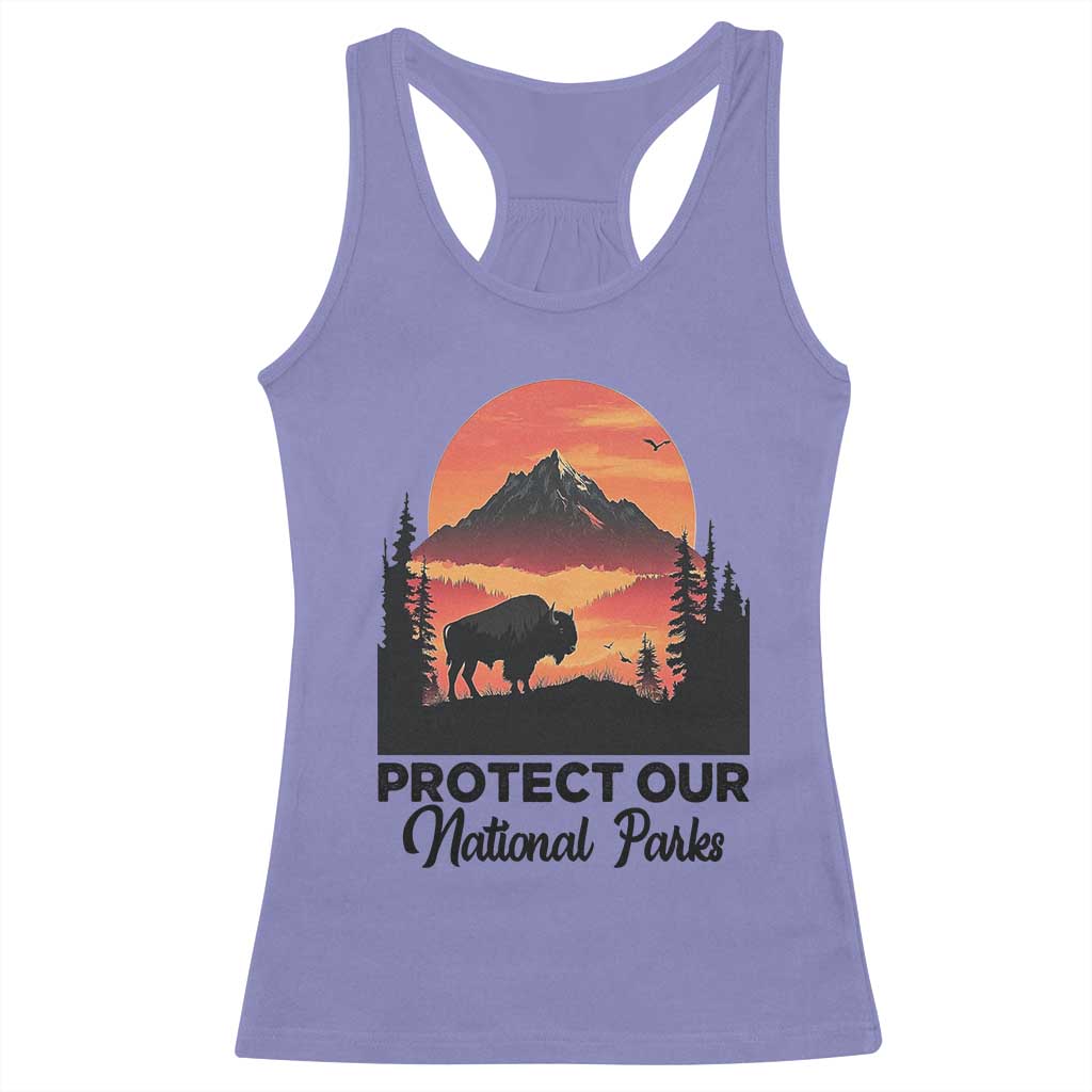 Protect Our National Parks Racerback Tank Top Bison Buffalo Vintage Graphic