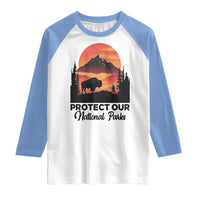 Protect Our National Parks Raglan Shirt Bison Buffalo Vintage Graphic