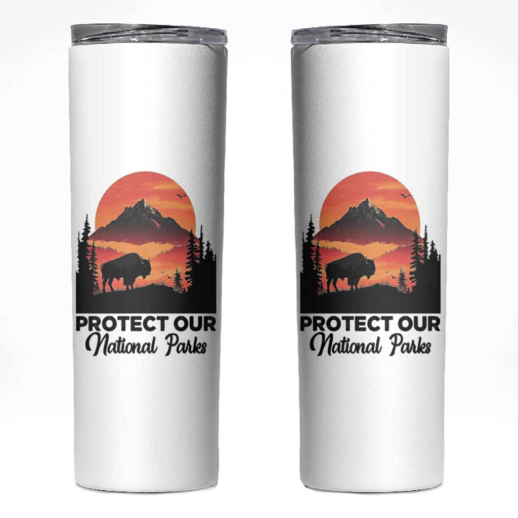 Protect Our National Parks Skinny Tumbler Bison Buffalo Vintage Graphic