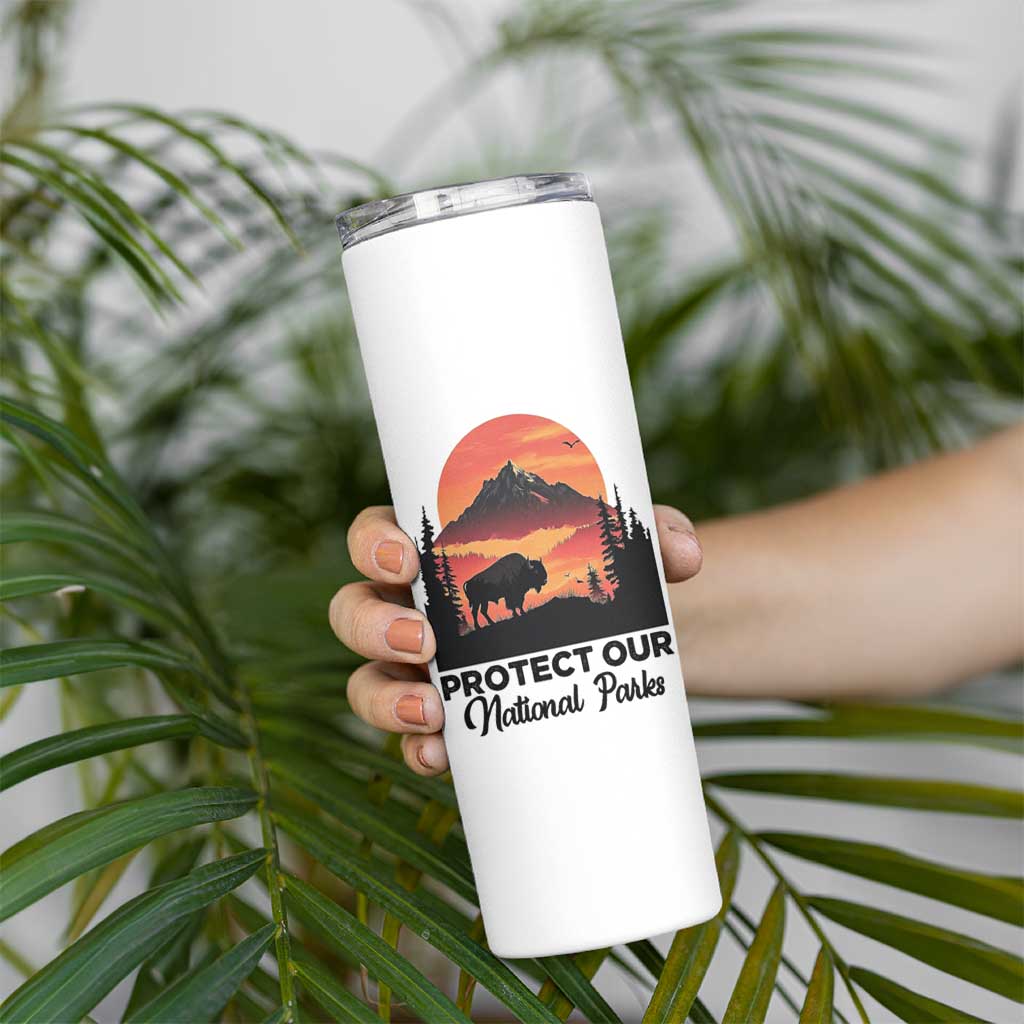 Protect Our National Parks Skinny Tumbler Bison Buffalo Vintage Graphic