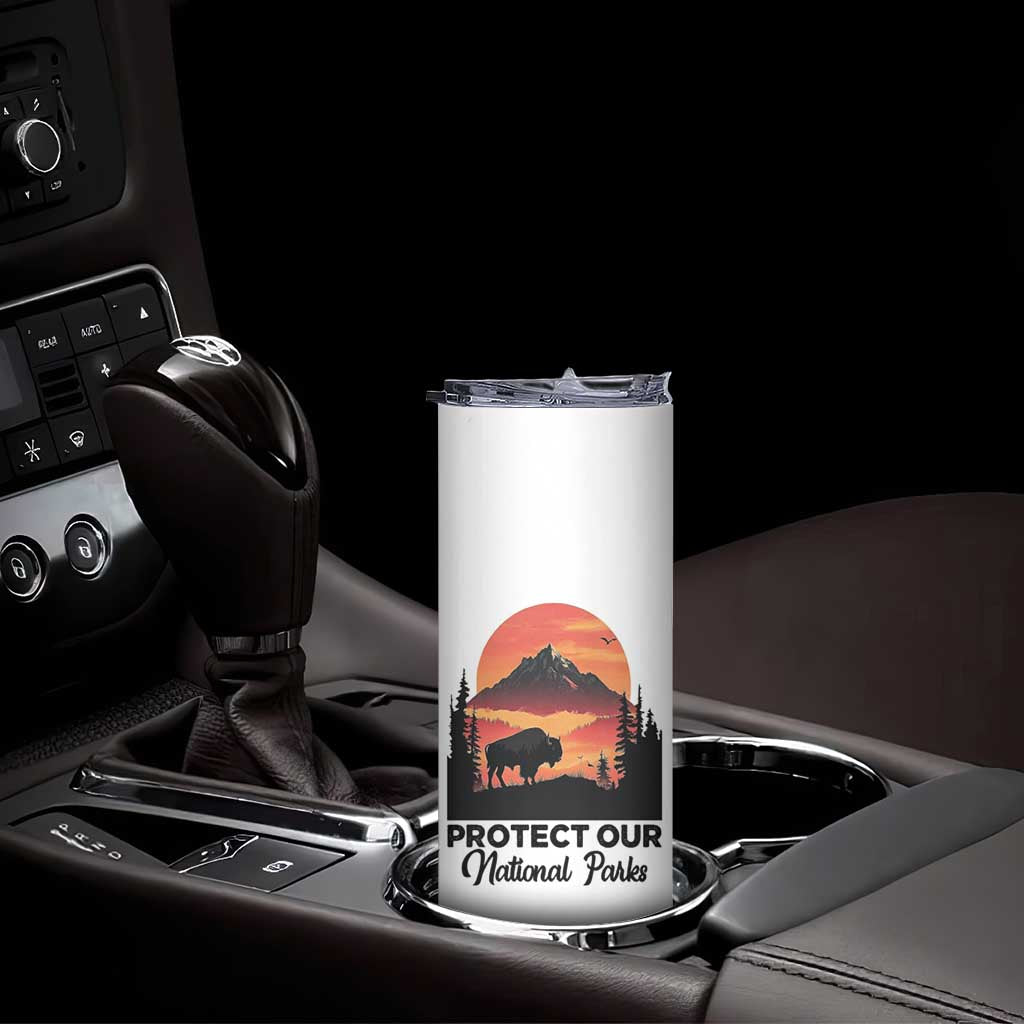 Protect Our National Parks Skinny Tumbler Bison Buffalo Vintage Graphic
