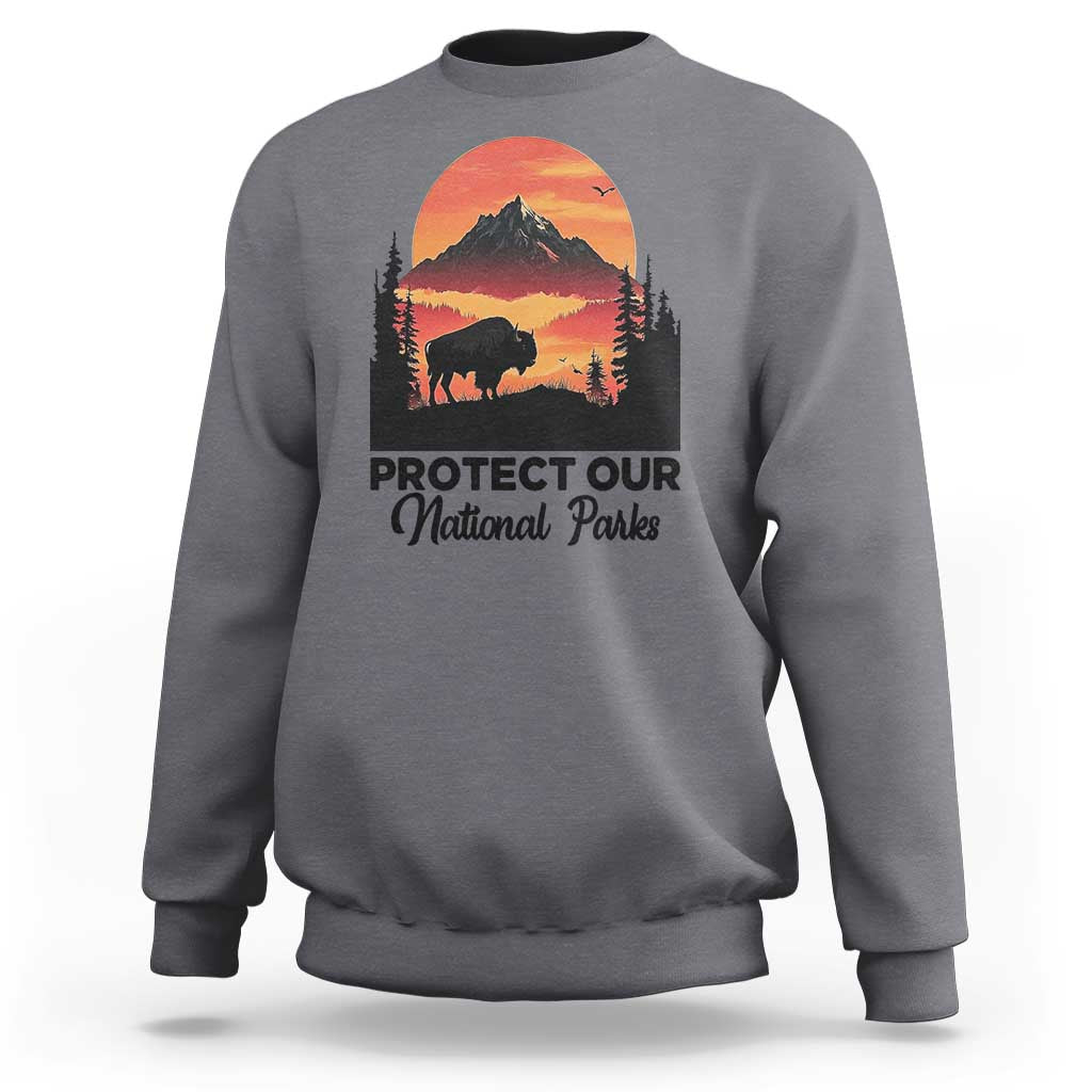 Protect Our National Parks Sweatshirt Bison Buffalo Vintage Graphic