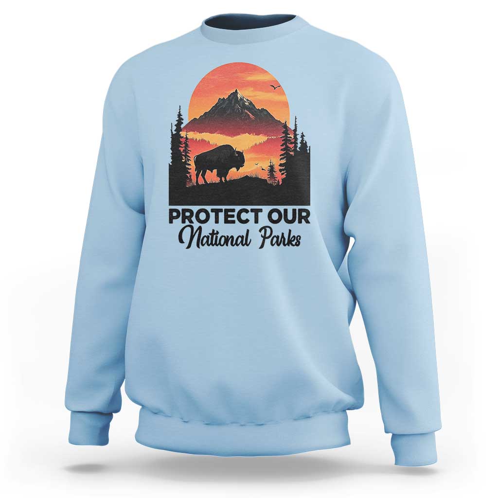 Protect Our National Parks Sweatshirt Bison Buffalo Vintage Graphic