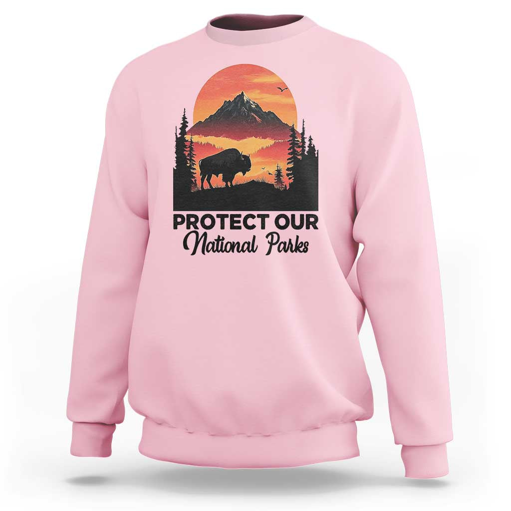 Protect Our National Parks Sweatshirt Bison Buffalo Vintage Graphic