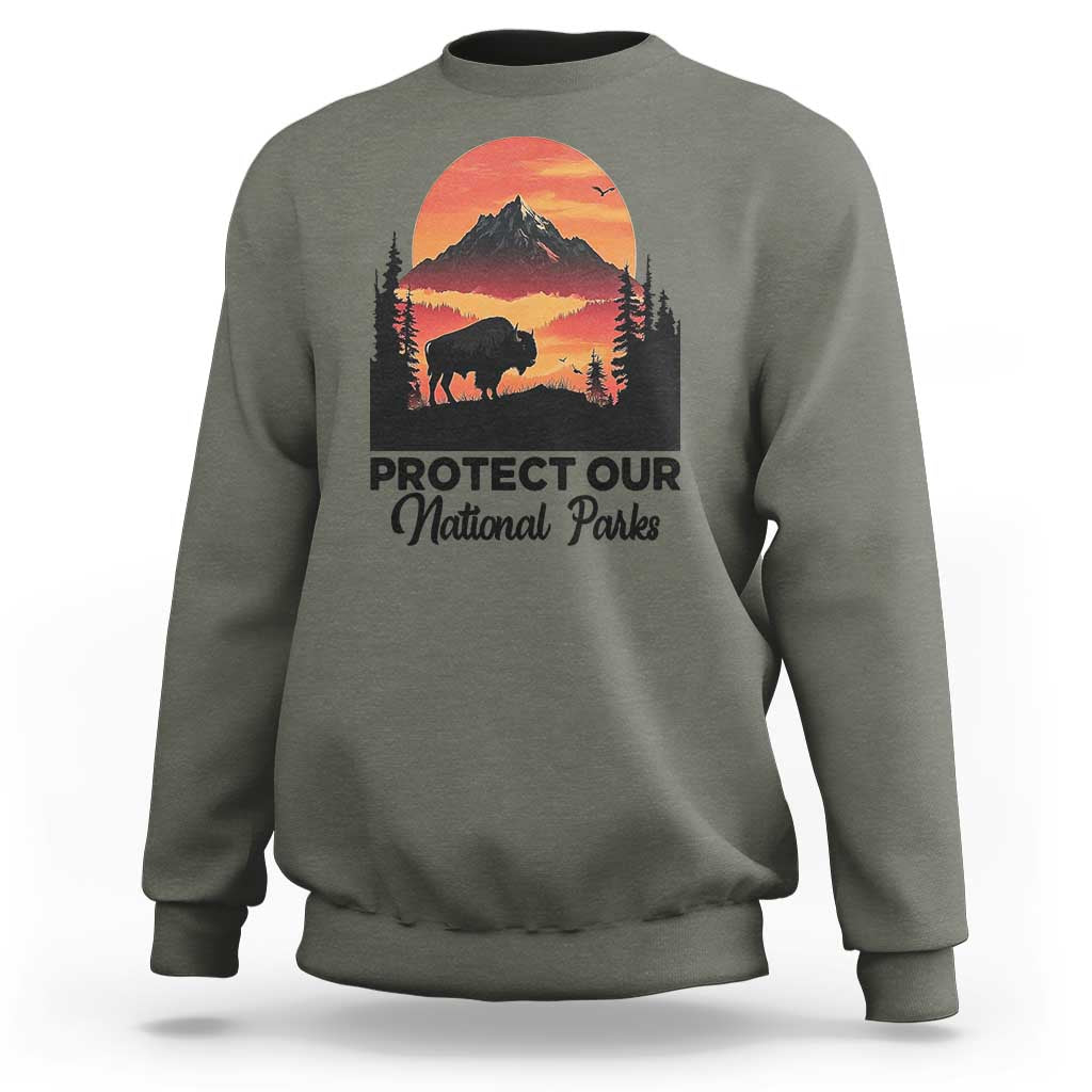 Protect Our National Parks Sweatshirt Bison Buffalo Vintage Graphic