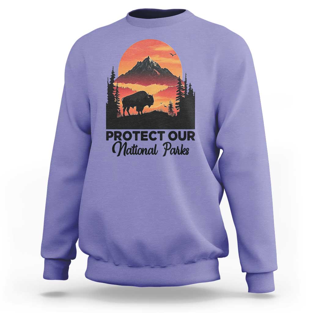 Protect Our National Parks Sweatshirt Bison Buffalo Vintage Graphic
