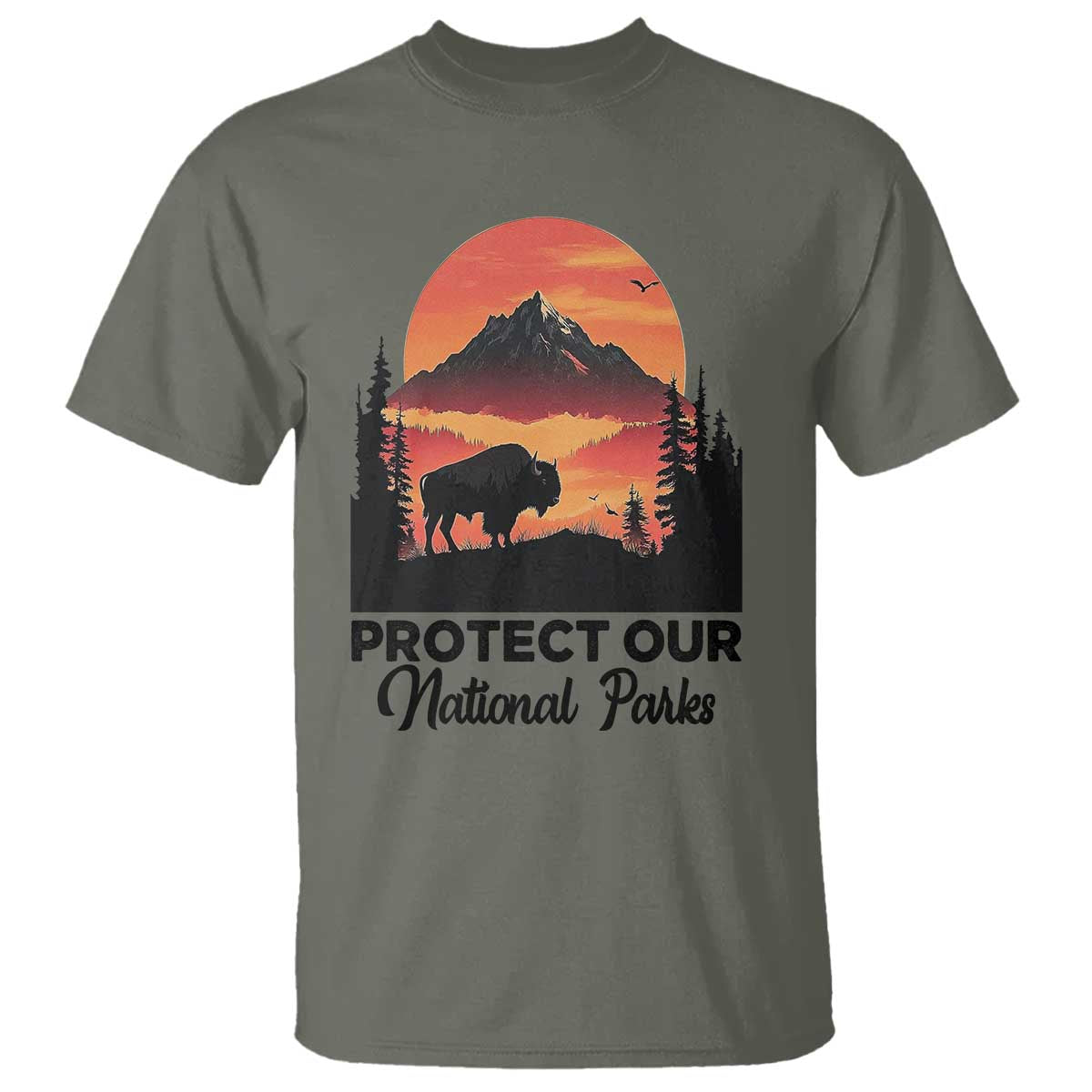 Protect Our National Parks T Shirt Bison Buffalo Vintage Graphic