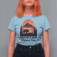 Protect Our National Parks T Shirt For Women Bison Buffalo Vintage Graphic