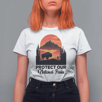 Protect Our National Parks T Shirt For Women Bison Buffalo Vintage Graphic