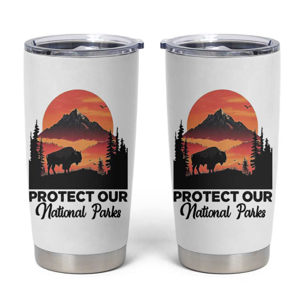 Protect Our National Parks Tumbler Cup Bison Buffalo Vintage Graphic