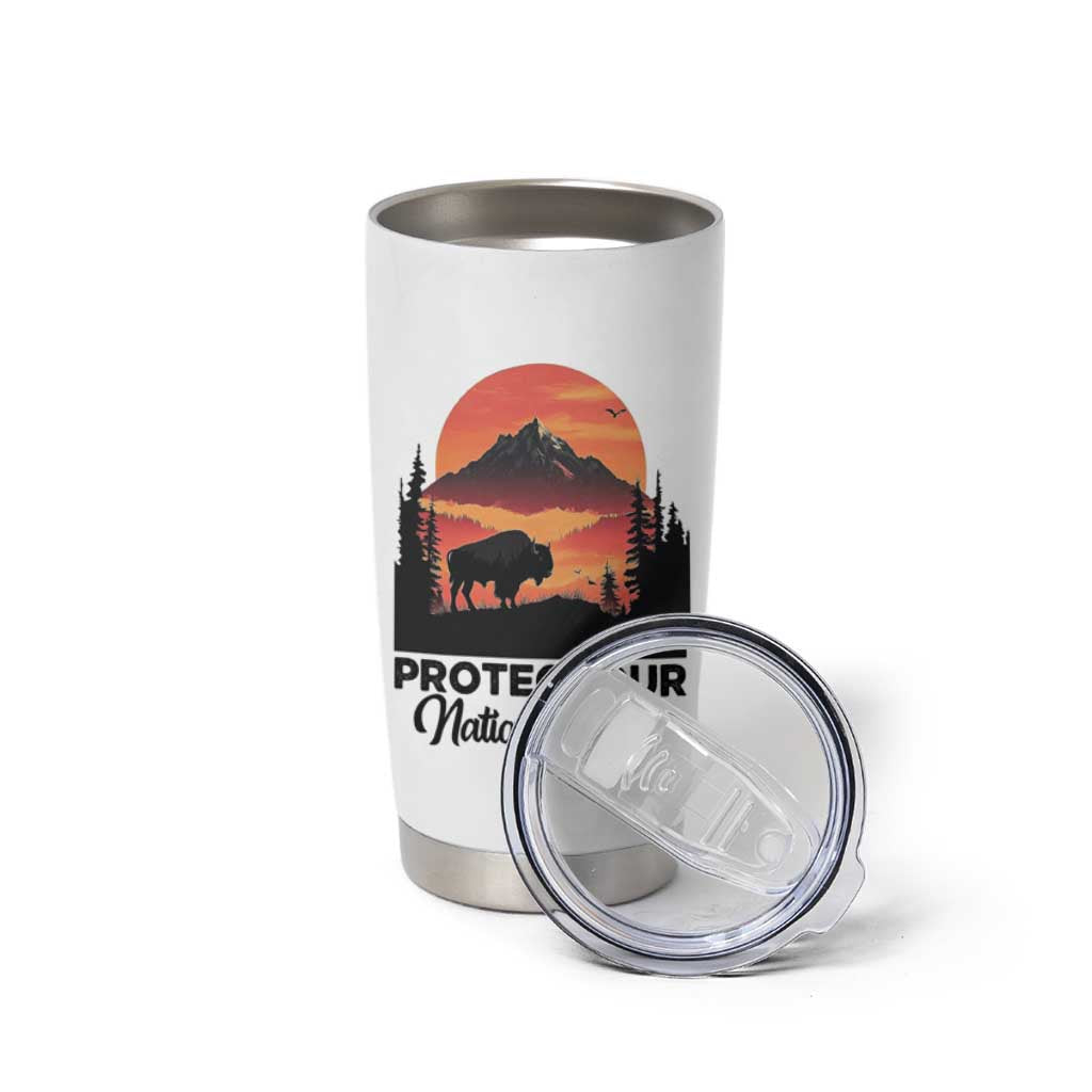 Protect Our National Parks Tumbler Cup Bison Buffalo Vintage Graphic