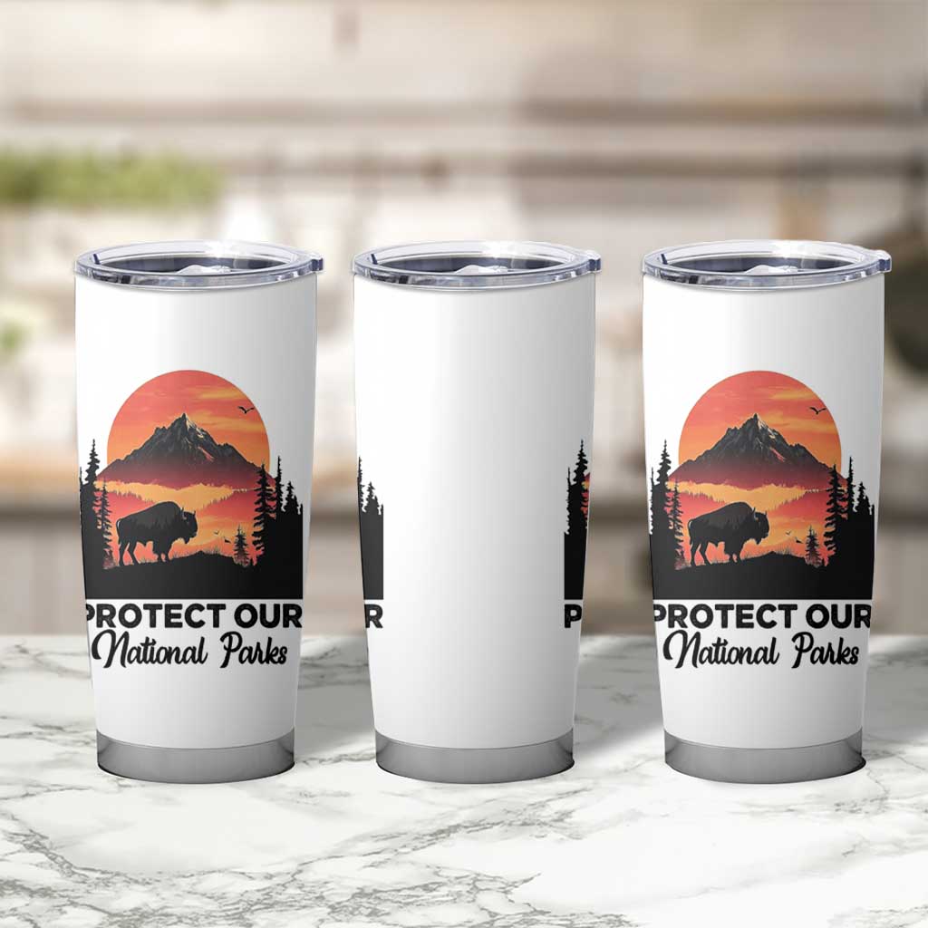 Protect Our National Parks Tumbler Cup Bison Buffalo Vintage Graphic
