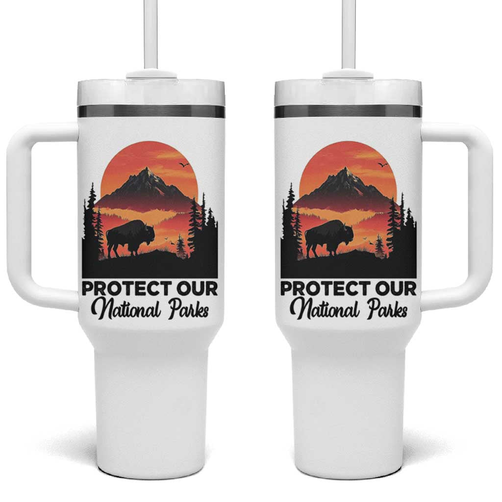 Protect Our National Parks Tumbler With Handle Bison Buffalo Vintage Graphic