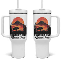 Protect Our National Parks Tumbler With Handle Bison Buffalo Vintage Graphic