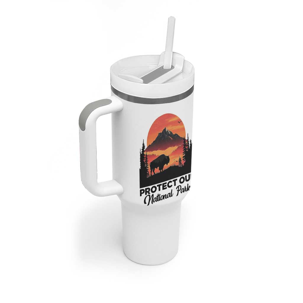 Protect Our National Parks Tumbler With Handle Bison Buffalo Vintage Graphic